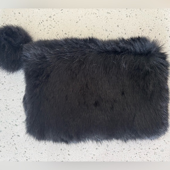 Buji Baja Fur Pouch Leather Pull with Pom - Picture 3 of 6